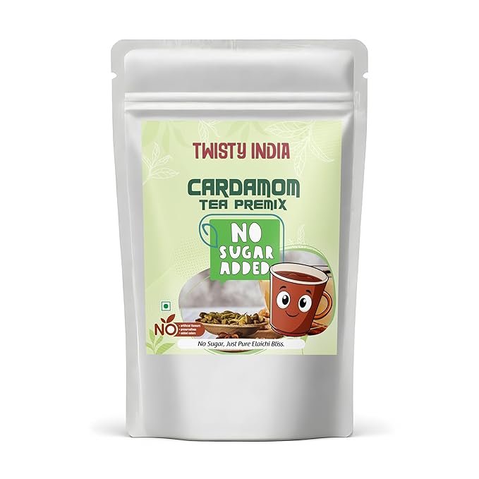Twisty India Cardamom Tea Premix, Sugar-Free, Traditional Indian Chai Blend (500gram)