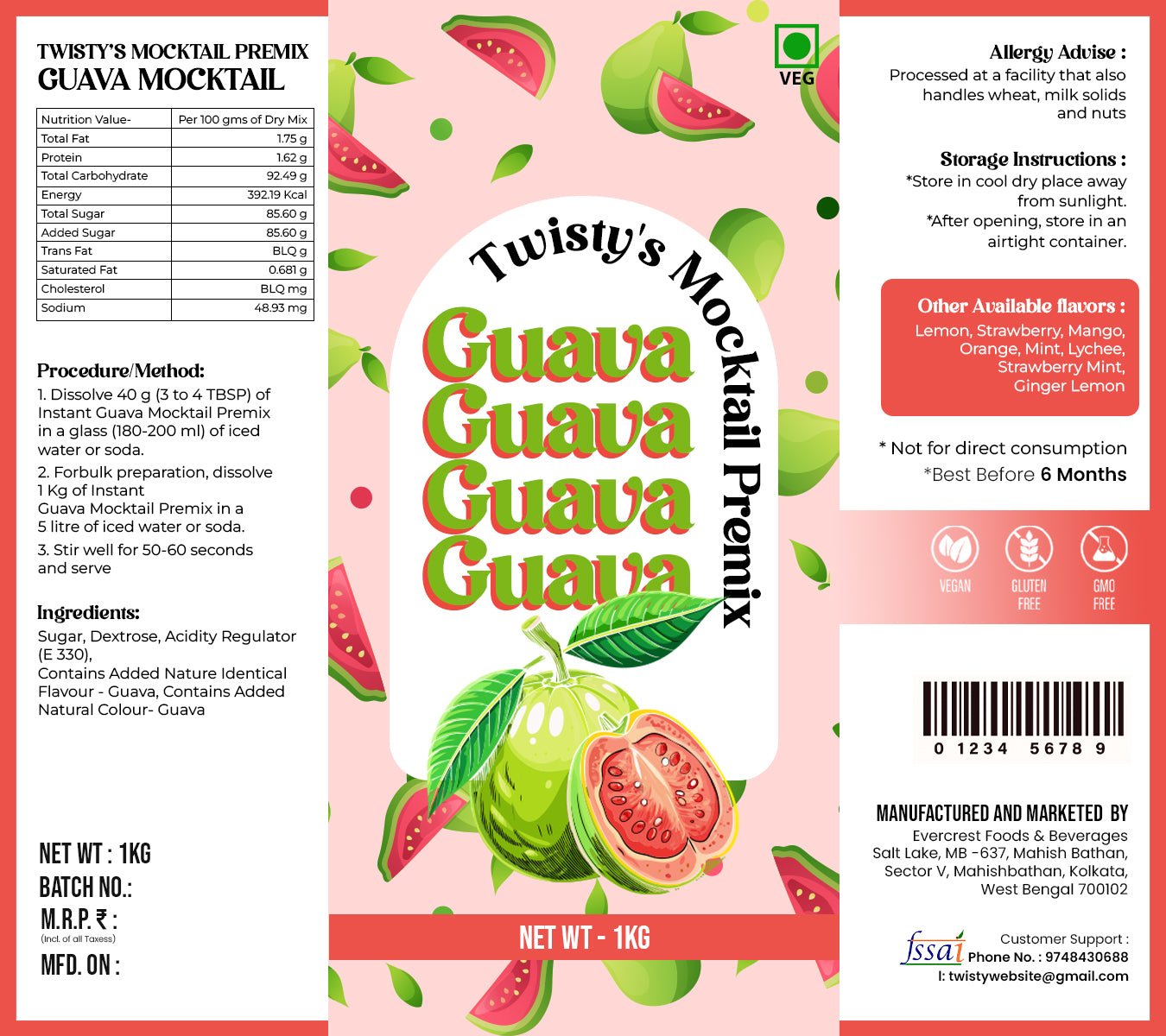 Twisty's Mocktails Premix(Guava)