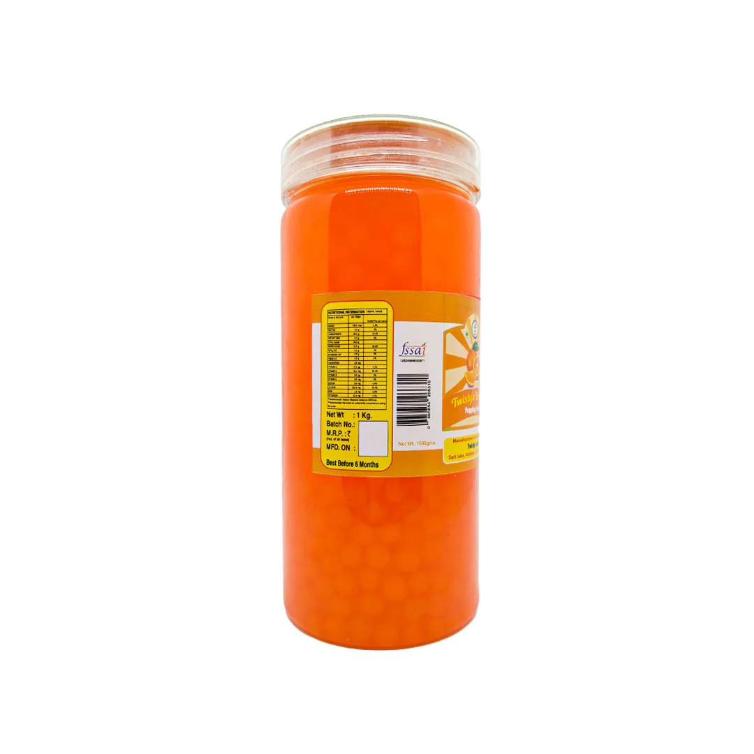 Best Orange Popping Boba (1Kg) for Bubble Tea, ice cream, Milkshakes and Mocktails