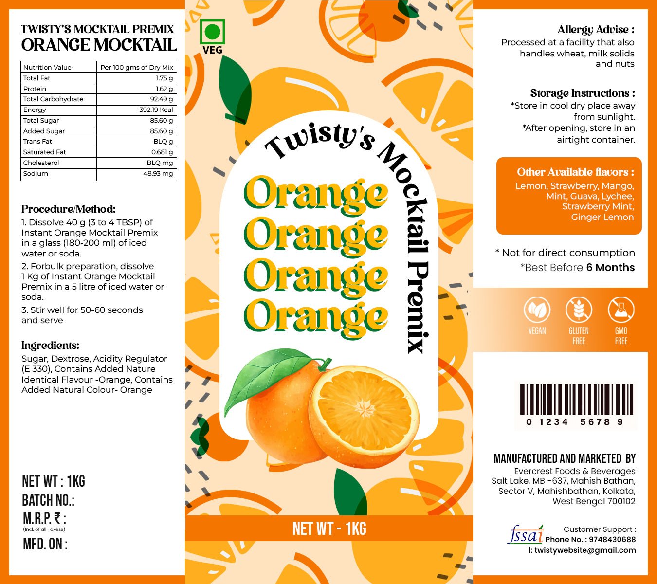 Twisty's Mocktails Premix(Orange)