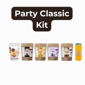 Party Classic Bubble Tea Kit – Party Pack | Brown Sugar Tapioca Pearls (2 kg), Belgian Chocolate Powder (250 g), Mango Powder (250 g), Taro Powder (250 g), French Vanilla Powder (250 g) & Mango Popping Boba (350 g)