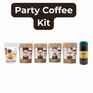 Party Coffee Bubble Tea Kit – Party Pack | Brown Sugar Tapioca Pearls (2 kg), Hazelnut Coffee Powder (250 g), Mocha Coffee Powder (250 g), Tiramisu Powder (250 g), French Vanilla Powder (250 g) & Coffee Popping Boba (350 g)