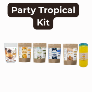 Party Tropical Bubble Tea Kit – Party Pack | Brown Sugar Tapioca Pearls (2 kg), Mango Powder (250 g), Coconut Cream Powder (250 g), Blueberry Powder (250 g), Thai Tea Powder (250 g) & Pineapple Popping Boba (350 g)