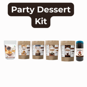 Party Dessert Bubble Tea Kit – Party Pack | Brown Sugar Tapioca Pearls (2 kg), Cookies & Cream Powder (250 g), Tiramisu Powder (250 g), French Vanilla Powder (250 g), Belgian Chocolate Powder (250 g) & Chocolate Popping Boba (350 g)