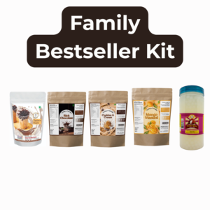 Family Bestseller Bubble Tea Kit – Family Pack | Brown Sugar Tapioca Pearls (1 kg), Belgian Chocolate Powder (250 g), Mango Powder (250 g), Cookies & Cream Powder (250 g) & Lychee Popping Boba (350 g)