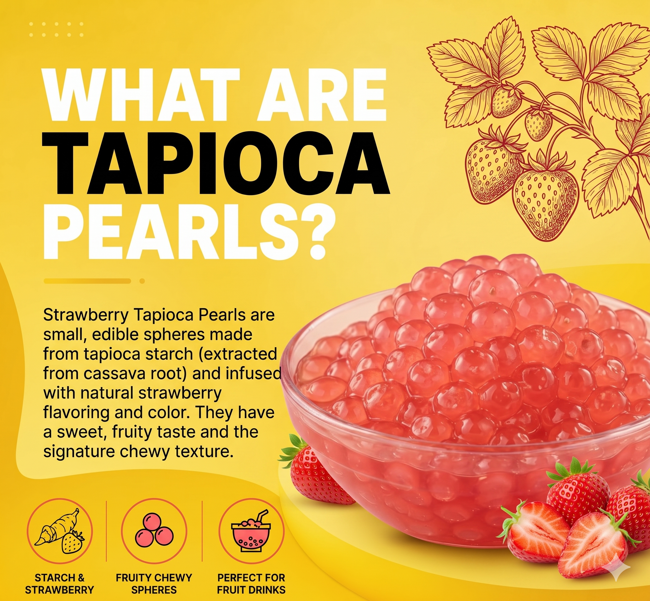 Twisty Strawberry Tapioca Pearls for Bubble Tea – Fruity Boba Pearls (1Kg)