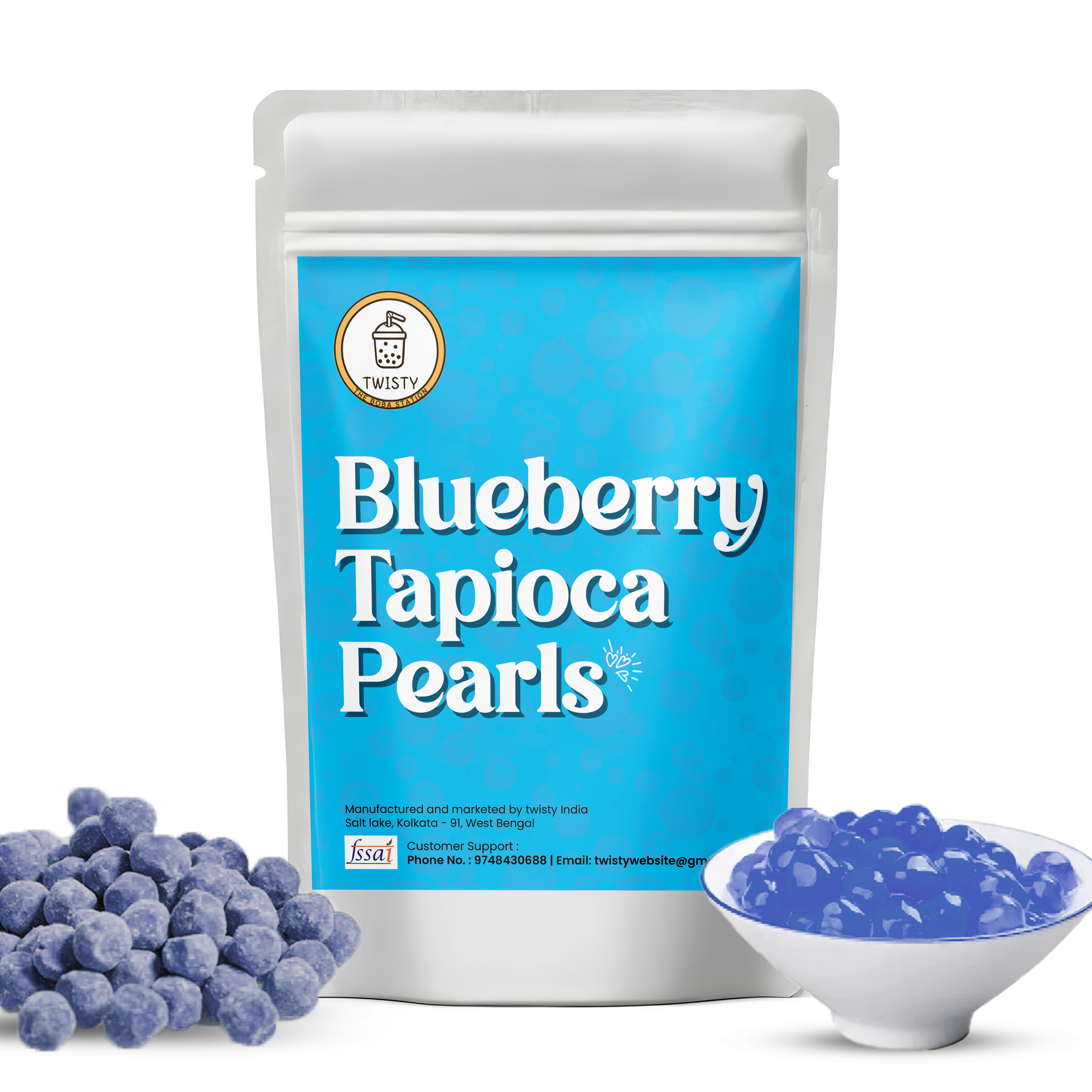 Twisty Blueberry Tapioca Pearls for Bubble Tea – Fruity Boba Pearls (1Kg)