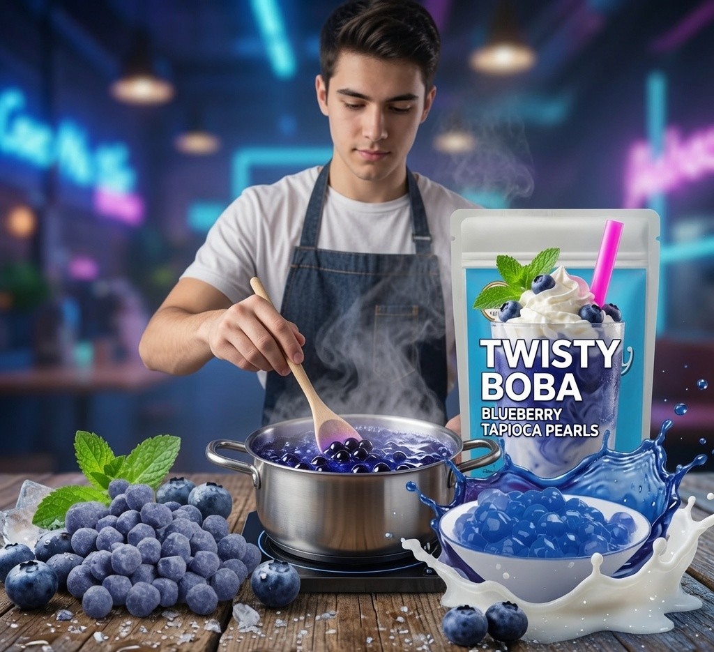 Twisty Blueberry Tapioca Pearls for Bubble Tea – Fruity Boba Pearls (1Kg)
