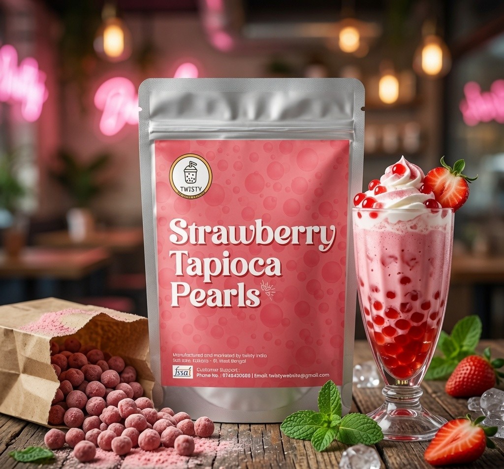 Twisty Strawberry Tapioca Pearls for Bubble Tea – Fruity Boba Pearls (1Kg)