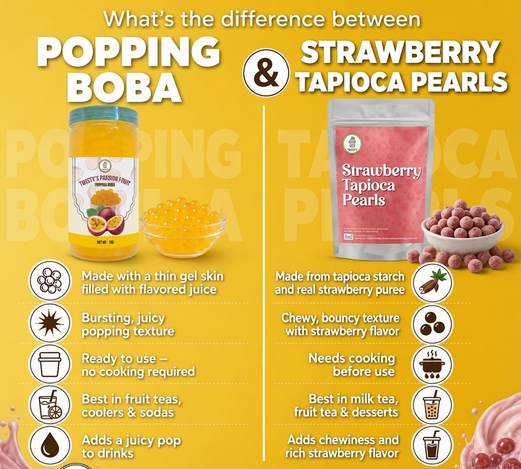 Twisty Strawberry Tapioca Pearls for Bubble Tea – Fruity Boba Pearls (1Kg)